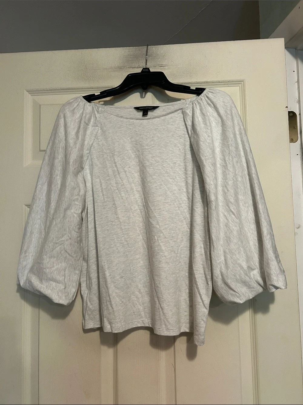 Banana Republic Light Gray Puff Sleeve Top Size Small